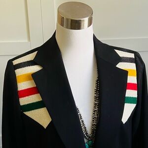 Vintage Black Wool Pendleton Glacier Park Stripe Blazer